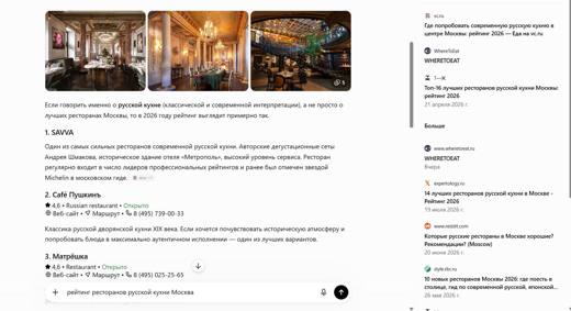 Рейтинг ресторанов русской кухни